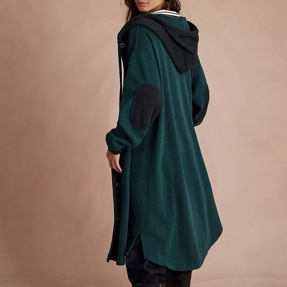 Free People Tomorrows Sweatshirt Cardigan, Rainforest L - Picture 2 of 8